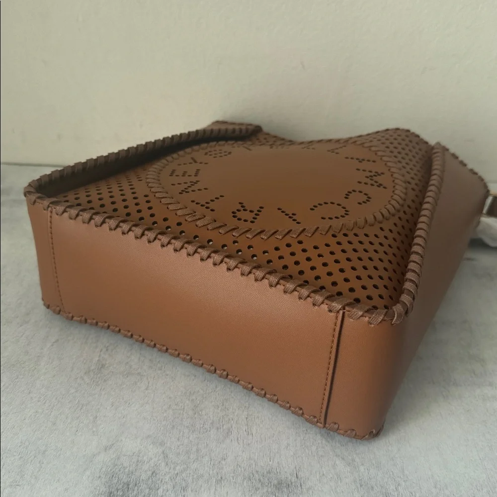 Stella McCartney Perforated Logo Faux Leather Crossbody Bag Cuoio Brown